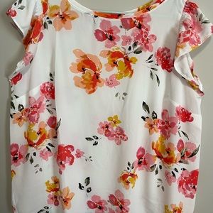 Loft Plus Flutter Sleeve - Size 16 pink/orange floral